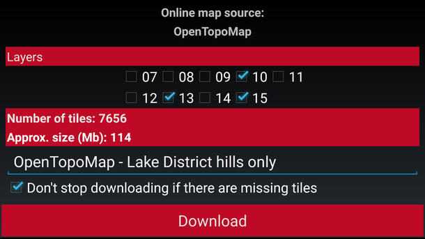 Oruxmaps zoom levels